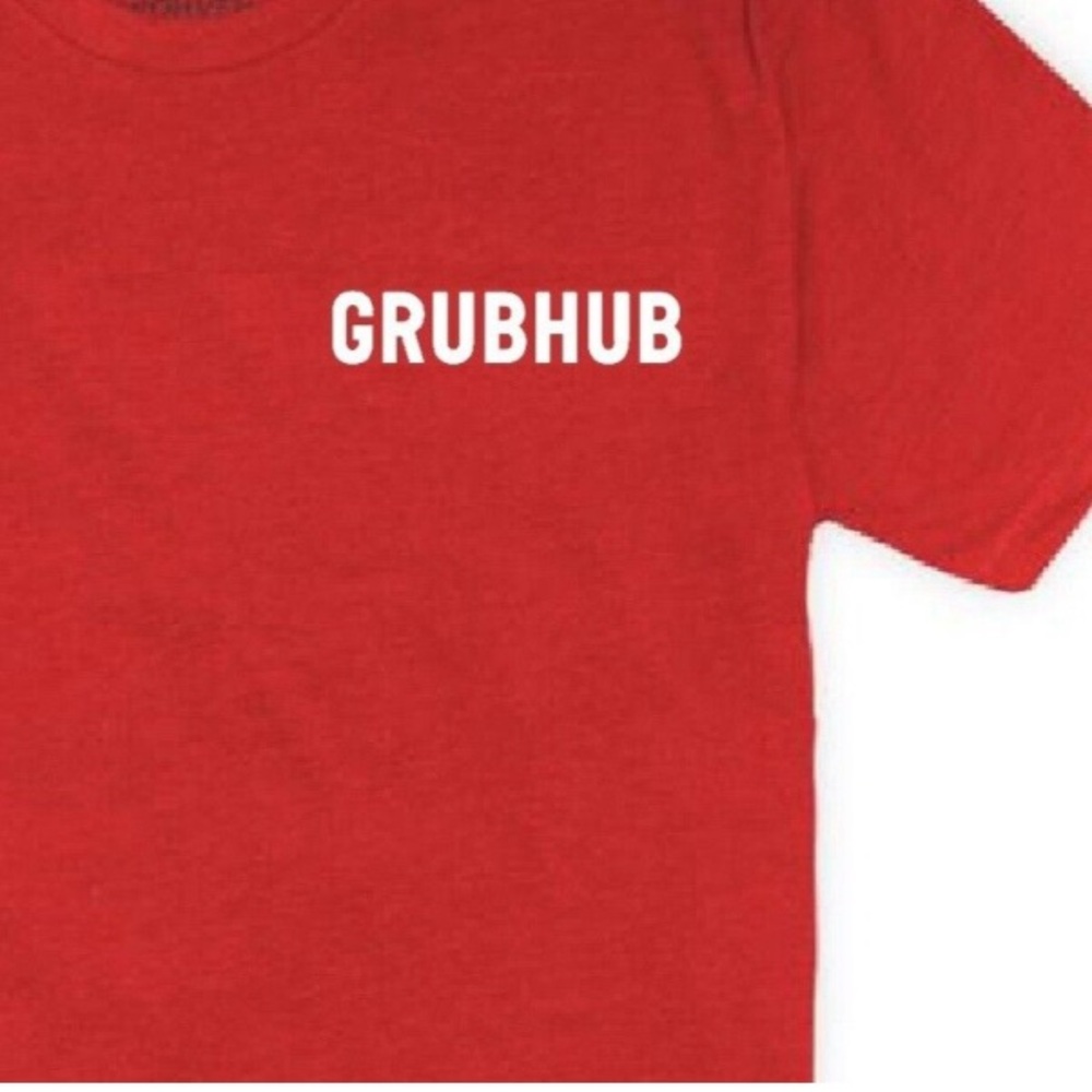 Brand NEW Size Small Unisex Grubhub T Shirt Red with White text logo graphic